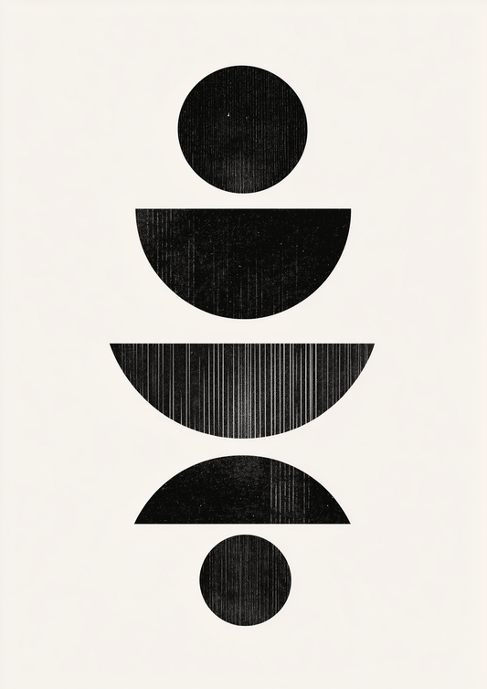 A2 abstract artwork with dark tones and precise geometric shapes for a serene look. Artwork example.