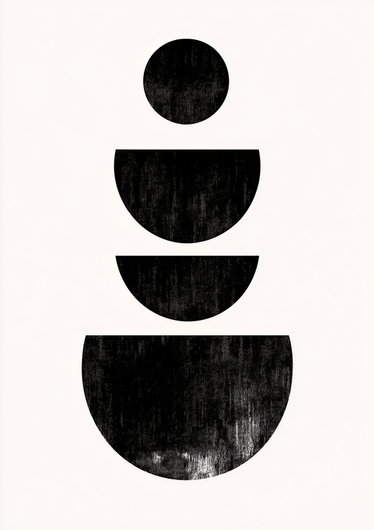 A2 minimalist geometric wall art in muted, structured patterns. Artwork example.