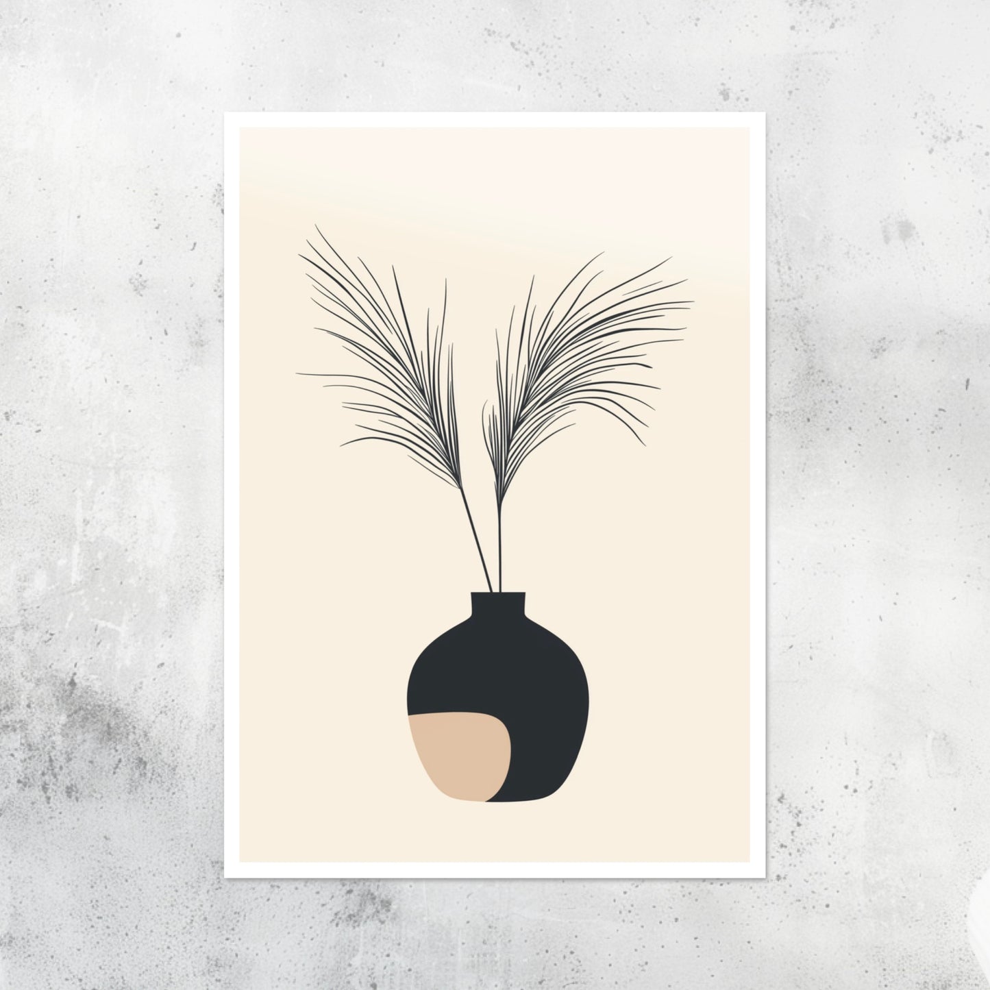 Unframed A2 minimalistic artwork featuring ornamental grass in soft lines.