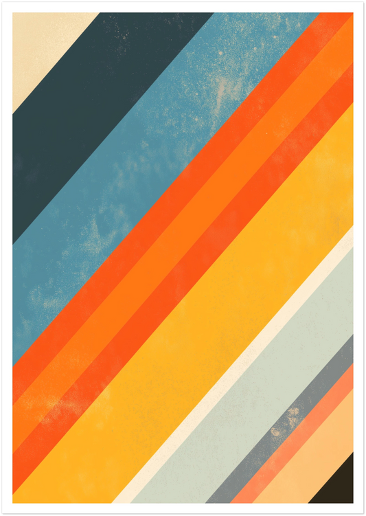 A2 abstract art print featuring diagonal stripes with soft textures, offering a minimalist and architectural aesthetic. Artwork example.
