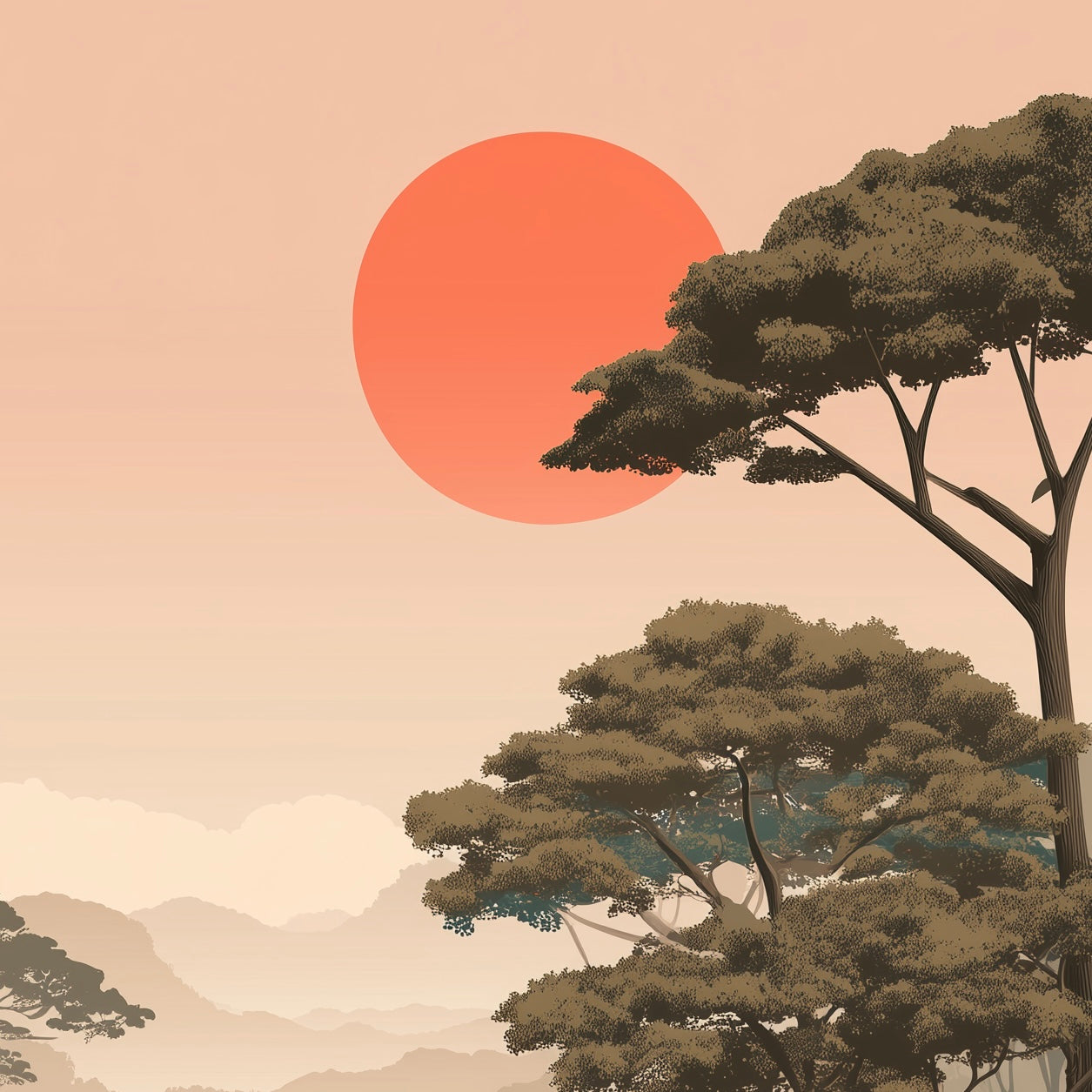 Close-up detail of A2 nature print of the Amazon rainforest with rich greenery and atmosphere.