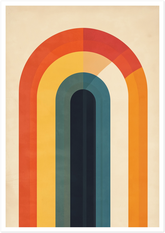 A2 abstract wall print with looped stripe patterns in a vibrant, fluid design evoking motion and depth. Artwork example.