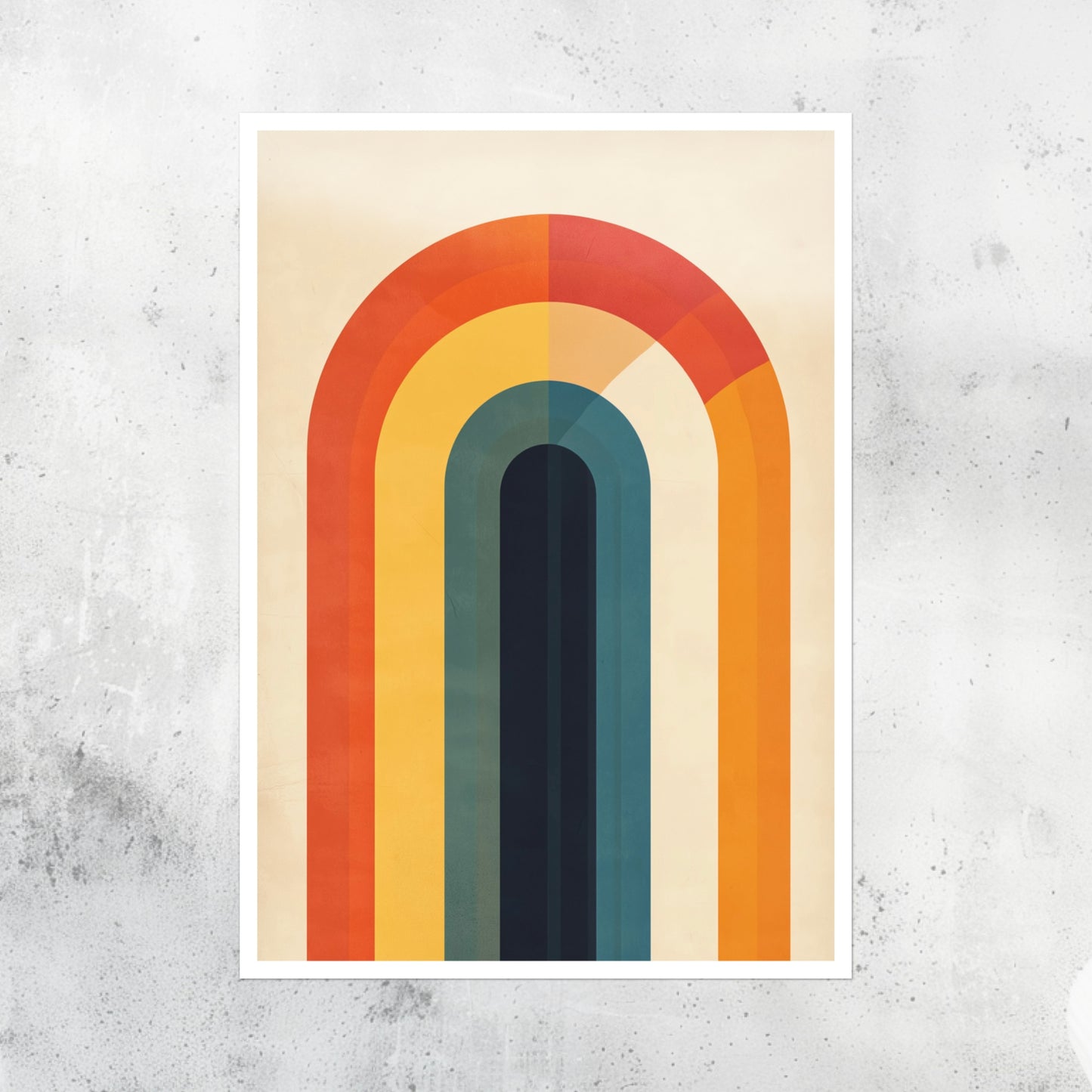 Unframed A2 abstract wall print with looped stripe patterns in a vibrant, fluid design evoking motion and depth.
