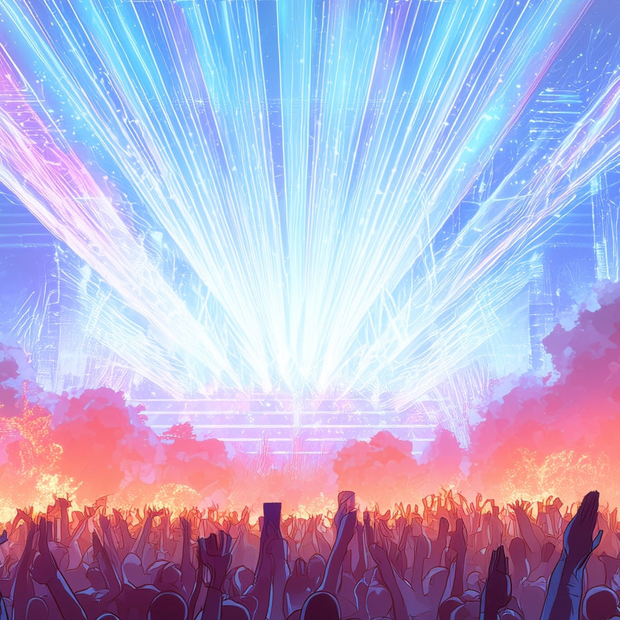 A2 print showing pink EDM soundwave visuals with abstract rhythm. Artwork example.