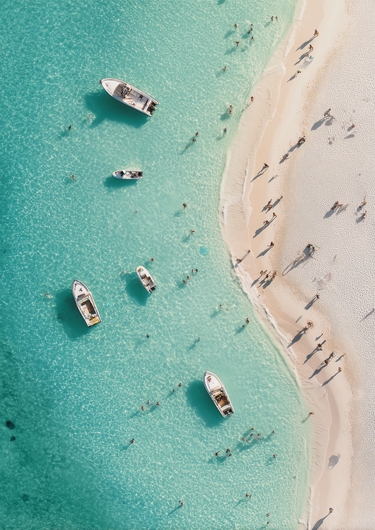 A2 seascape featuring Miami beach with colorful sun and ocean design. Artwork example.