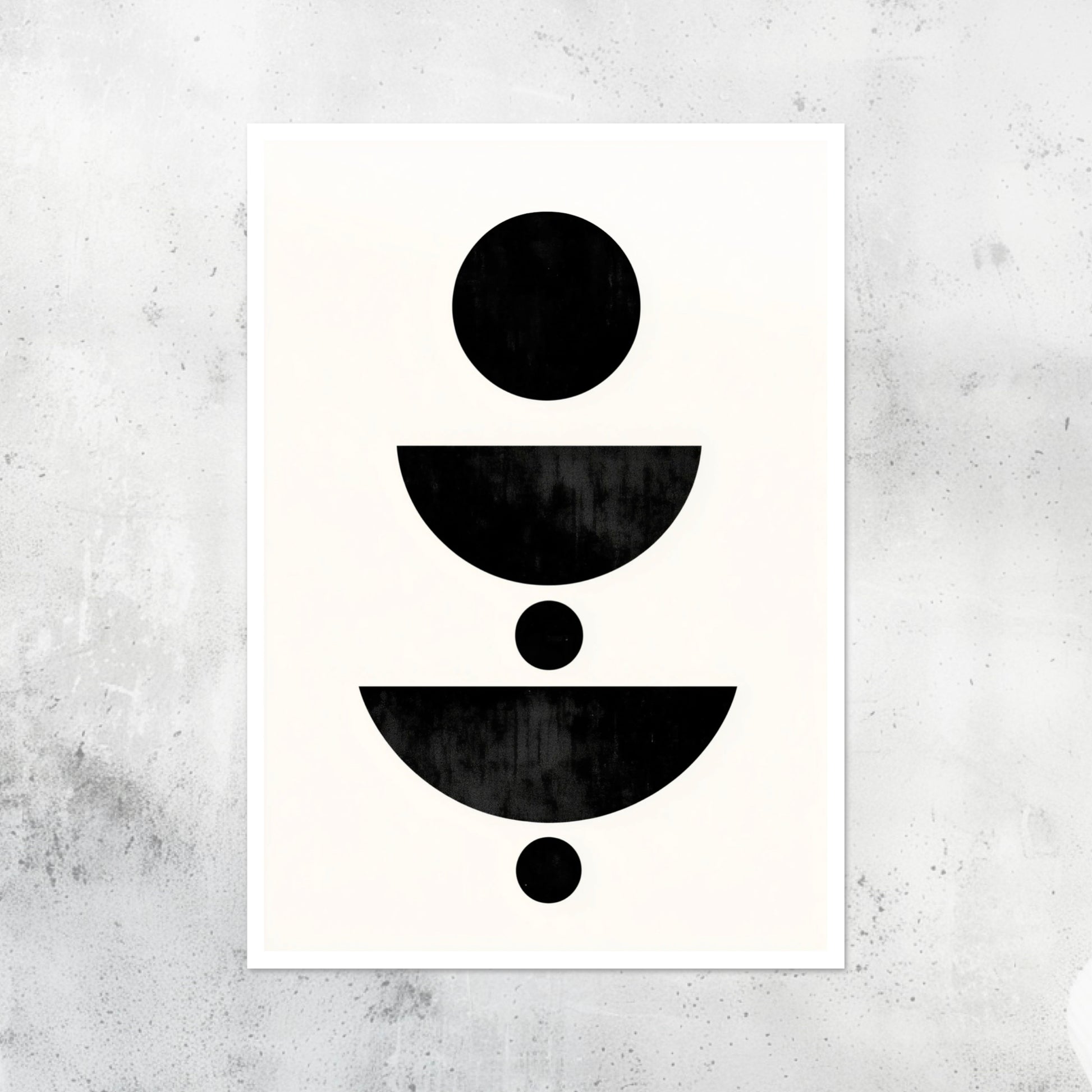Unframed A2 abstract wall art with geometric shapes in muted colors for a minimalist, modern look.