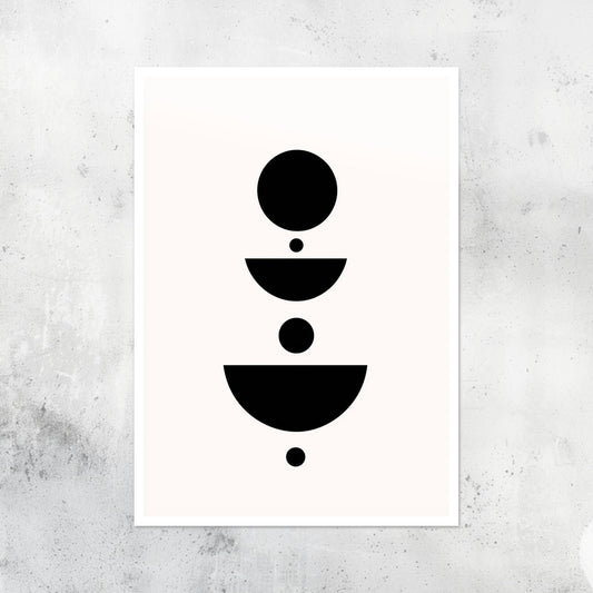 Unframed A2 abstract print with clean geometric design and bold minimalist lines.