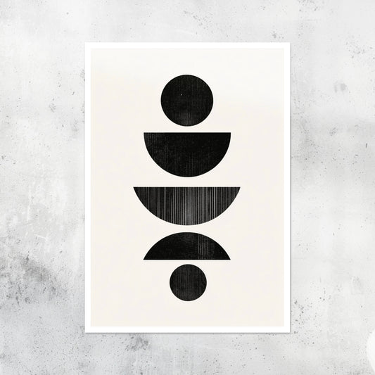 Unframed A2 abstract artwork with dark tones and precise geometric shapes for a serene look.