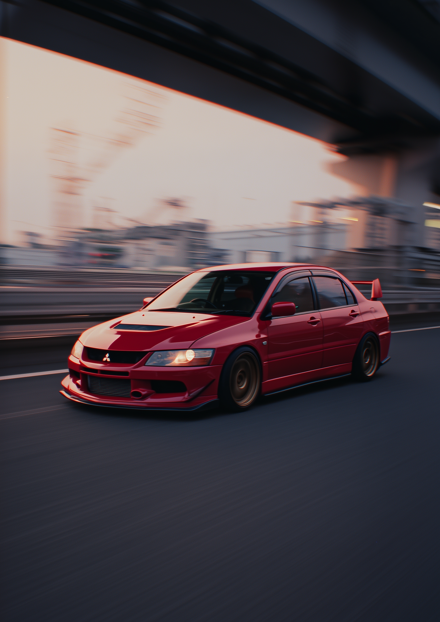 A2 wall art print of a Mitsubishi Lancer Evolution 9 in a modern graphic style. Artwork example.
