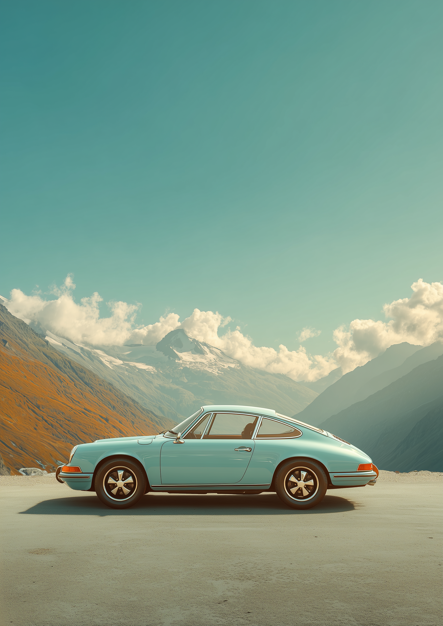 A2 side profile print of a Porsche 911 in sleek, minimalist design. Artwork example.
