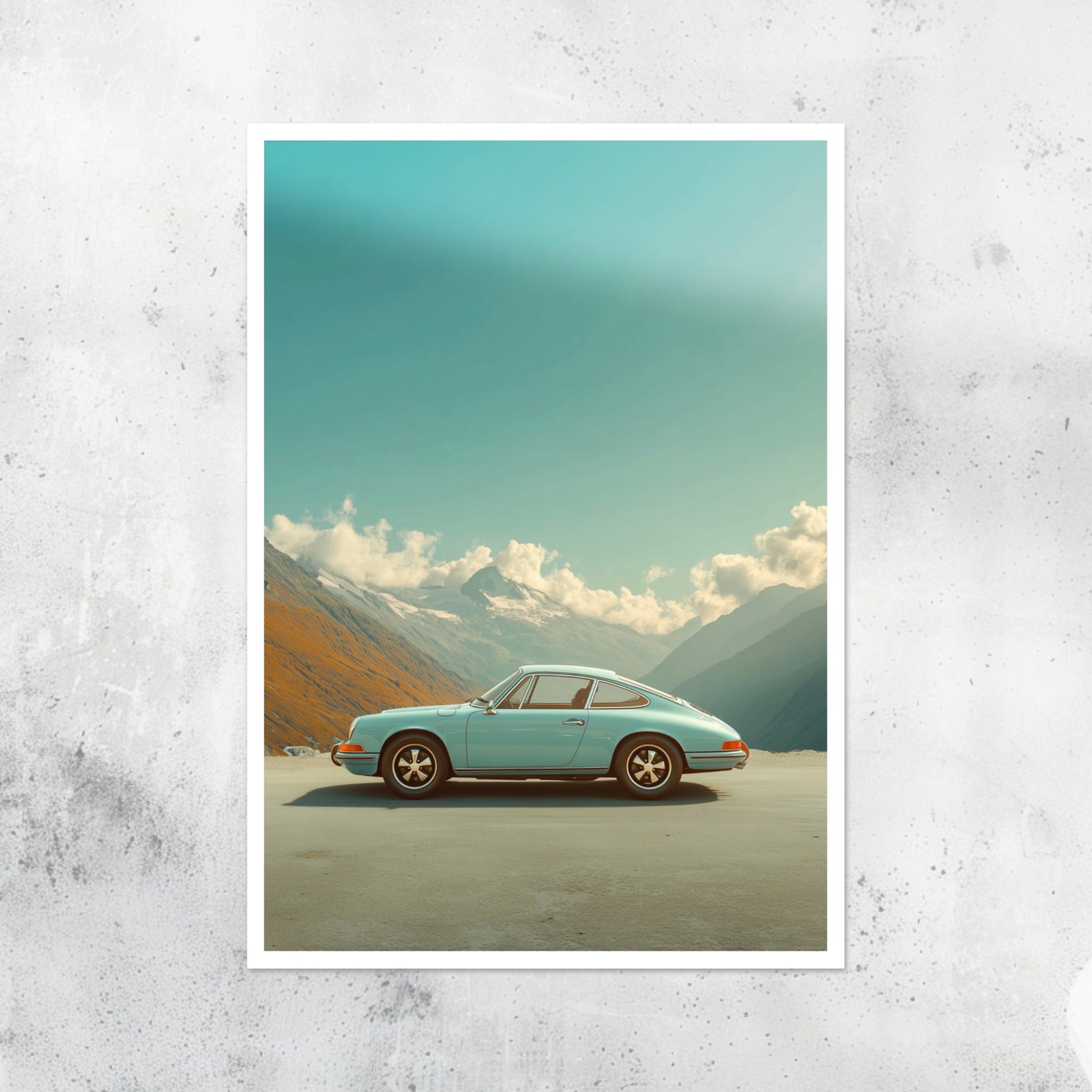 Unframed A2 side profile print of a Porsche 911 in sleek, minimalist design.

