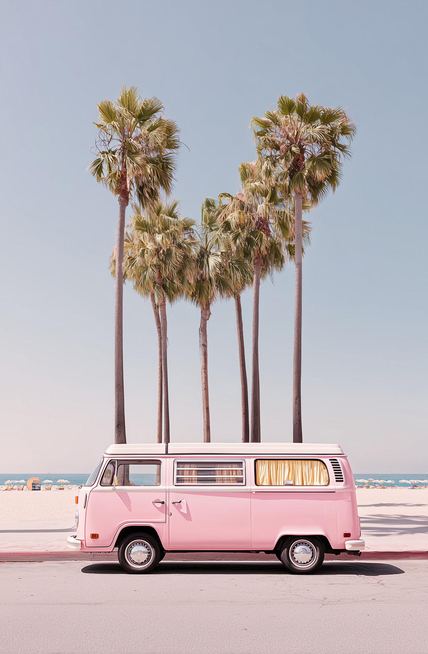 A2 side profile artwork of a VW T2 Camper in retro style. Artwork example.
