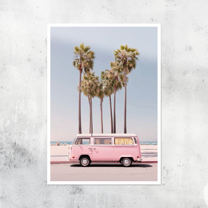 Unframed A2 side profile artwork of a VW T2 Camper in retro style.
