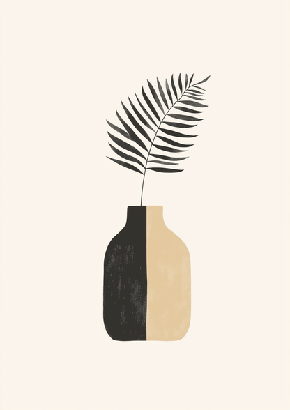 A2 minimalistic fern wall art print in a soft modern style. Artwork example.