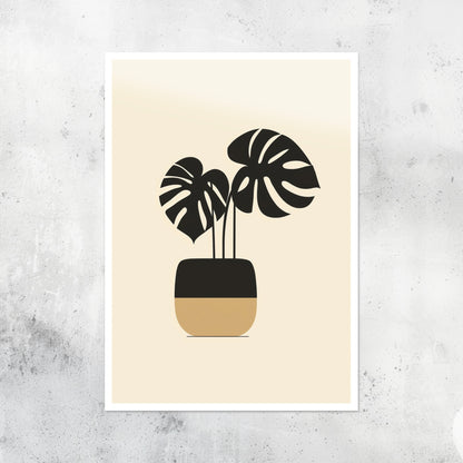 Unframed A2 print of a minimalist Monstera leaf in modern style.