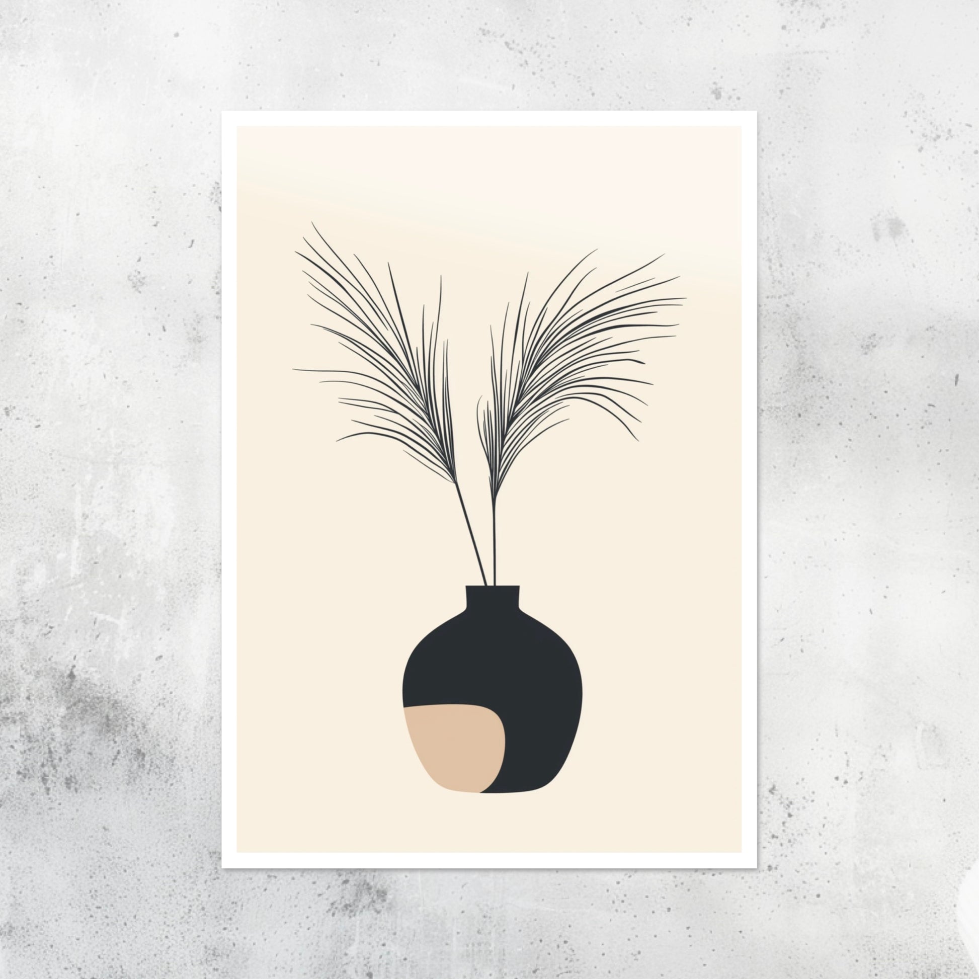 Unframed A2 minimalistic artwork featuring ornamental grass in soft lines.