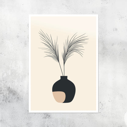 Unframed A2 minimalistic artwork featuring ornamental grass in soft lines.