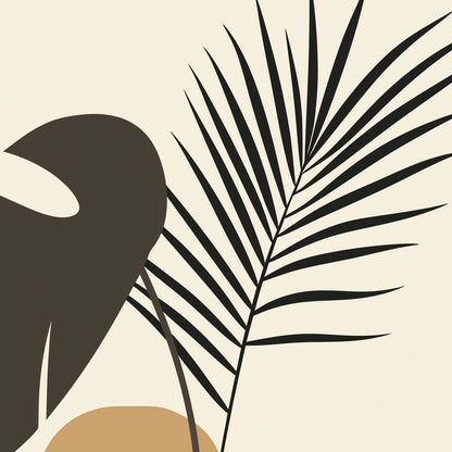 Close-up detail of A2 minimalist botanical print featuring a palm leaf in elegant lines.