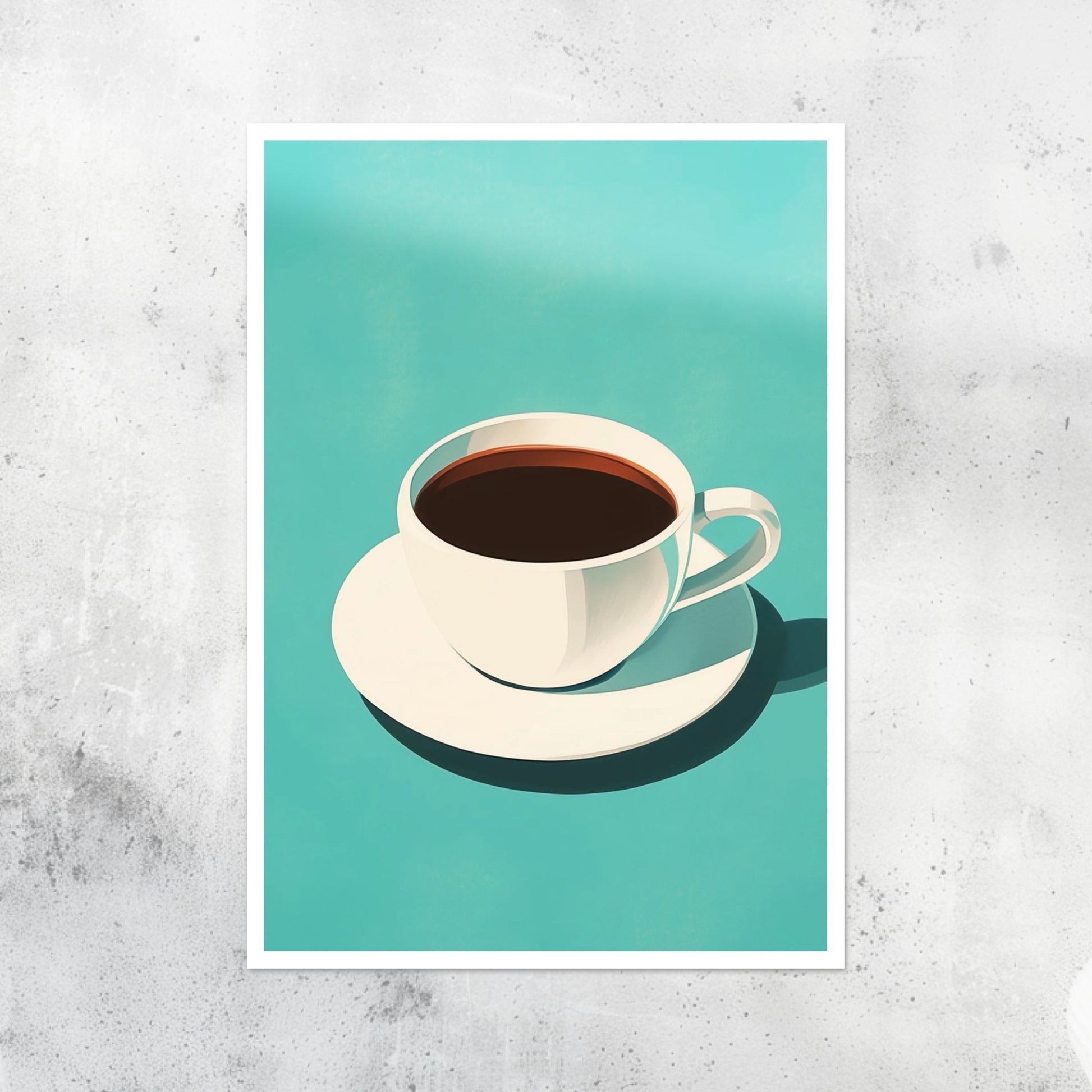 Unframed A2 minimalist print of a black coffee cup in a clean design.