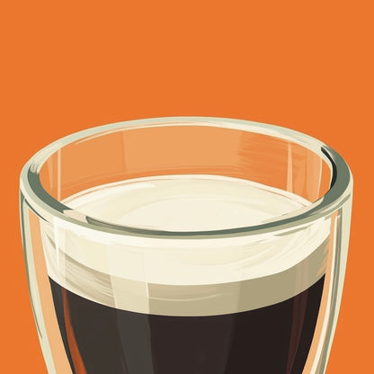 Close-up detail of A2 art print showing a minimalist double espresso cup.