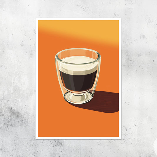 Unframed A2 art print showing a minimalist double espresso cup.