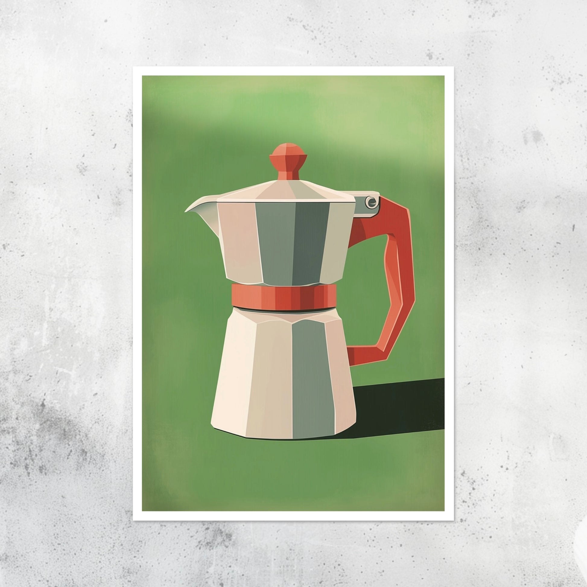 Unframed A2 minimalist print of a traditional Moka coffee pot.