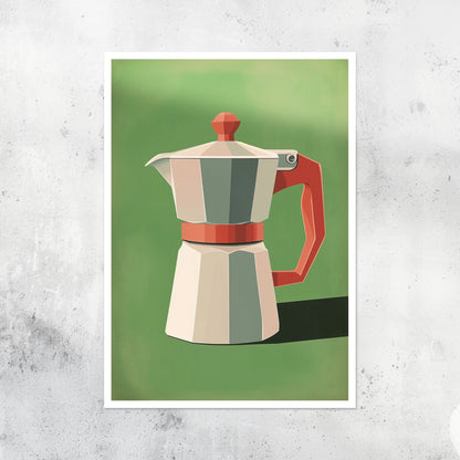 Unframed A2 minimalist print of a traditional Moka coffee pot.