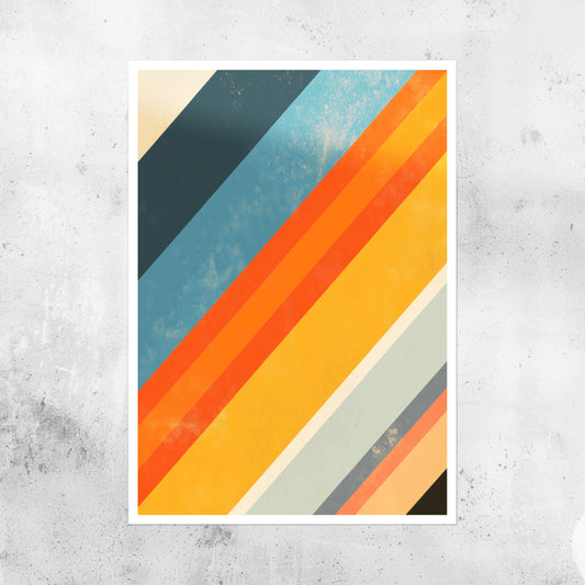 Unframed A2 abstract art print featuring diagonal stripes with soft textures, offering a minimalist and architectural aesthetic.