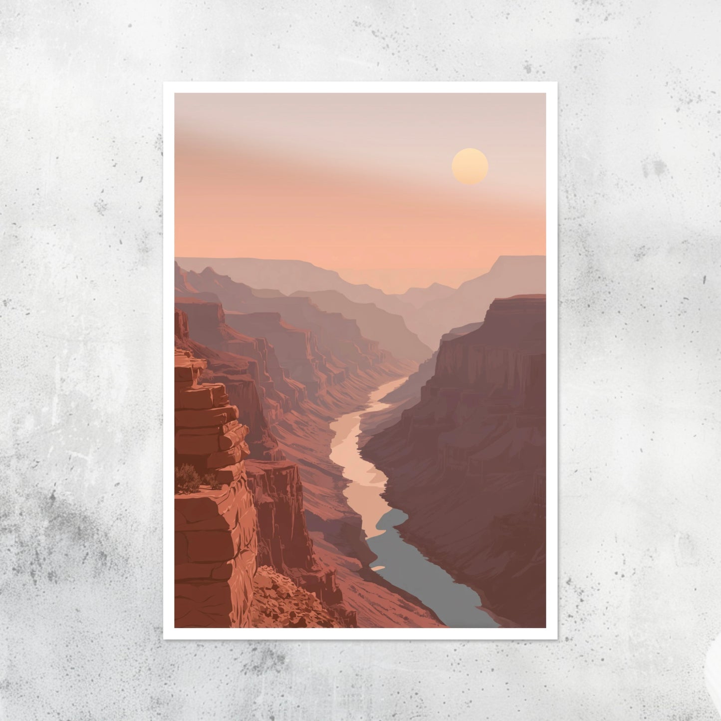 Unframed A2 artwork of the Grand Canyon with colorful rock layers and canyon depth.
