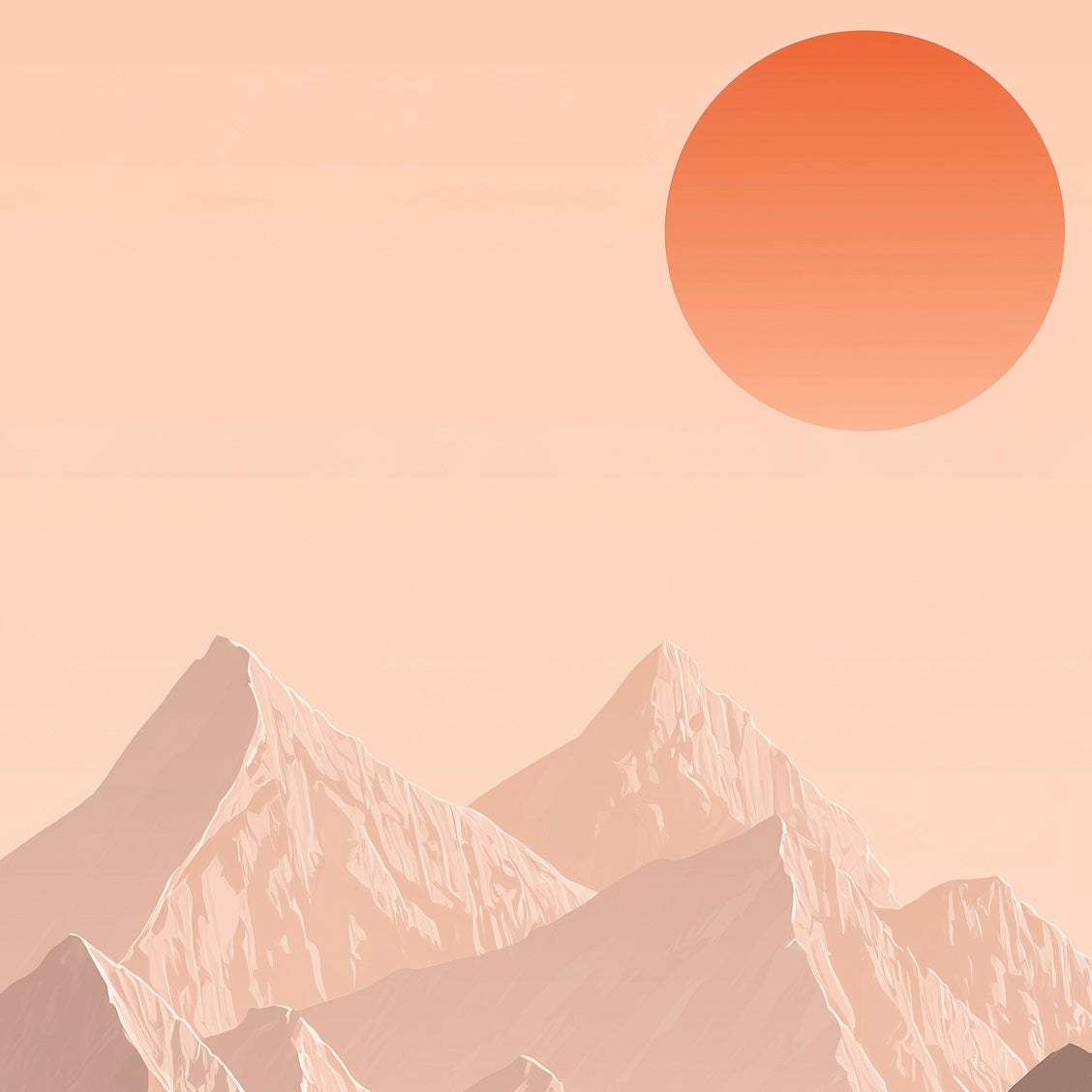 Close-up detail of A2 minimalist landscape print of snow-covered Himalayan mountains.
