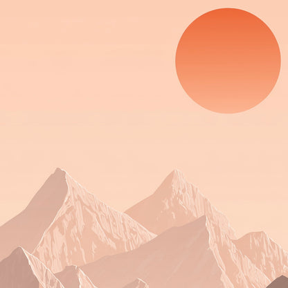 Close-up detail of A2 minimalist landscape print of snow-covered Himalayan mountains.
