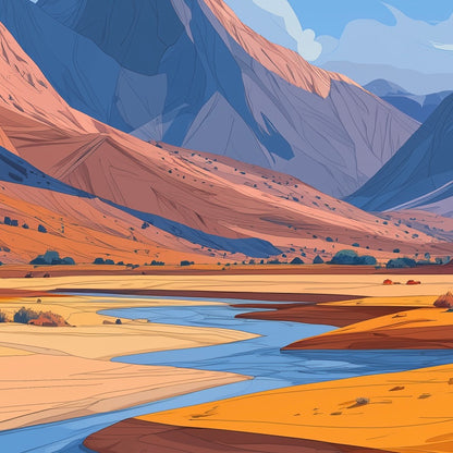 Close-up detail of A2 landscape print with rocky mountains in dark, dramatic tones.
