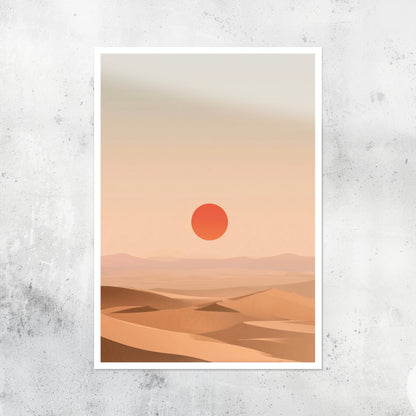 Unframed A2 desert artwork featuring flowing sand dunes and minimal sky.
