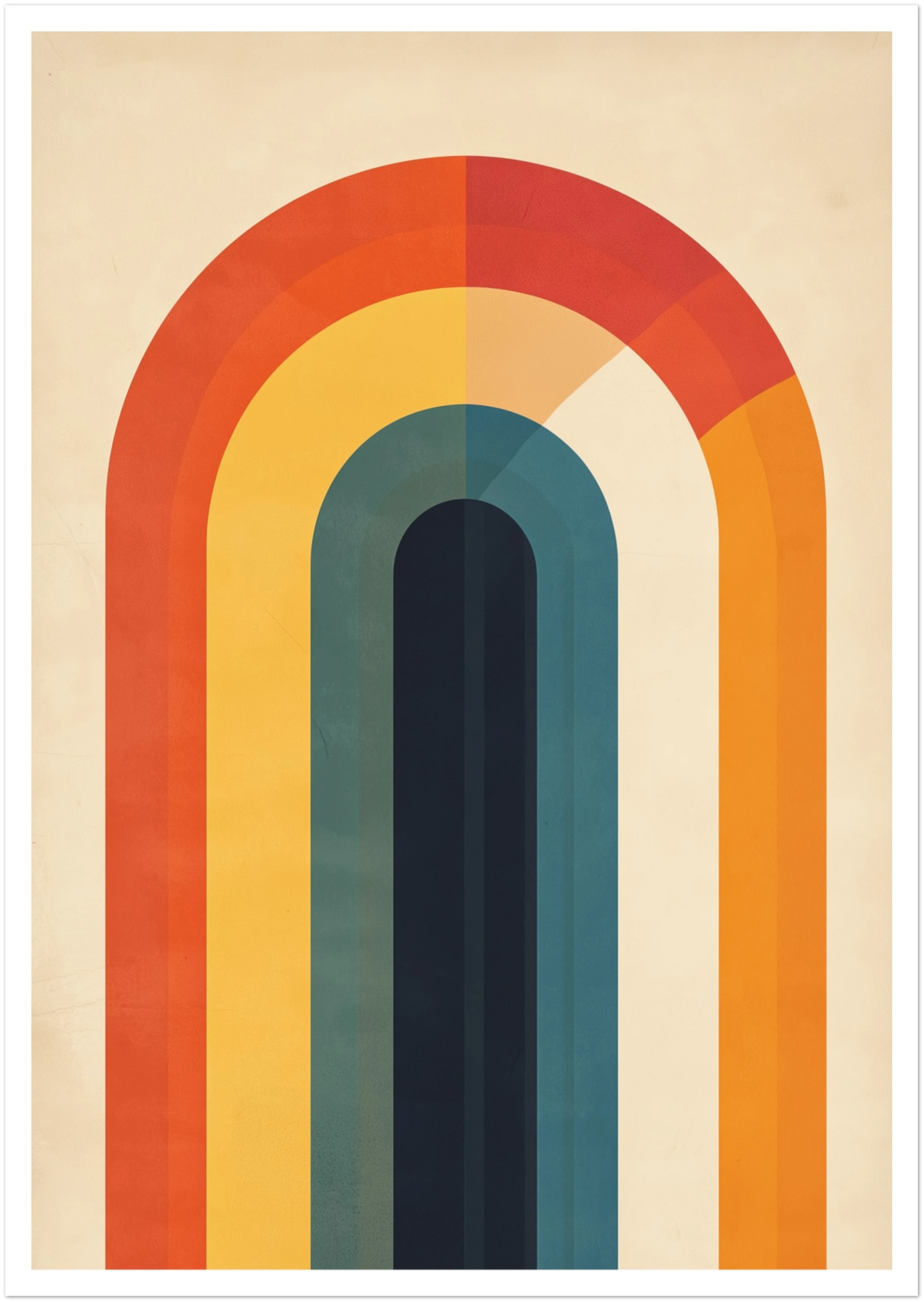 A2 abstract wall print with looped stripe patterns in a vibrant, fluid design evoking motion and depth. Artwork example.