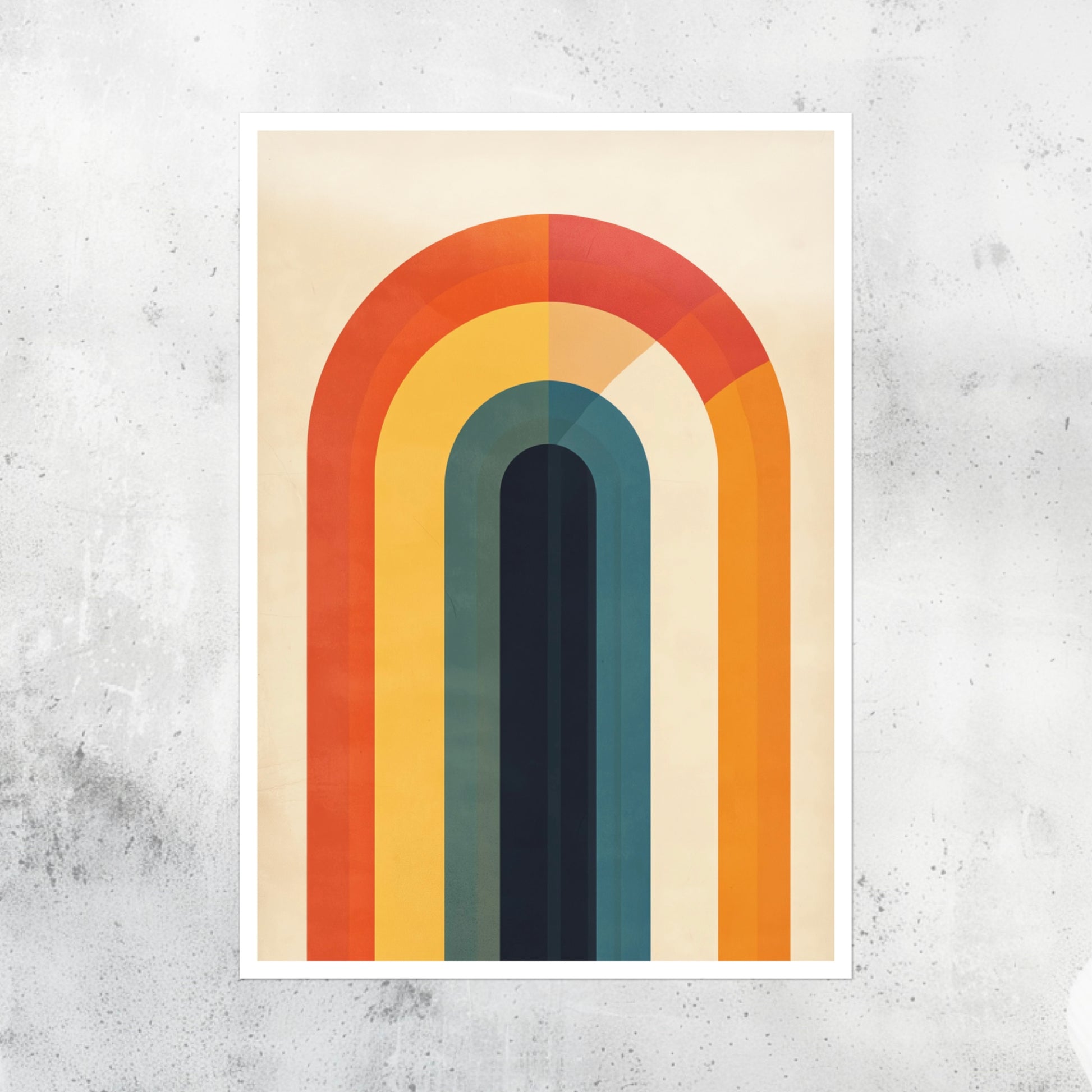 Unframed A2 abstract wall print with looped stripe patterns in a vibrant, fluid design evoking motion and depth.