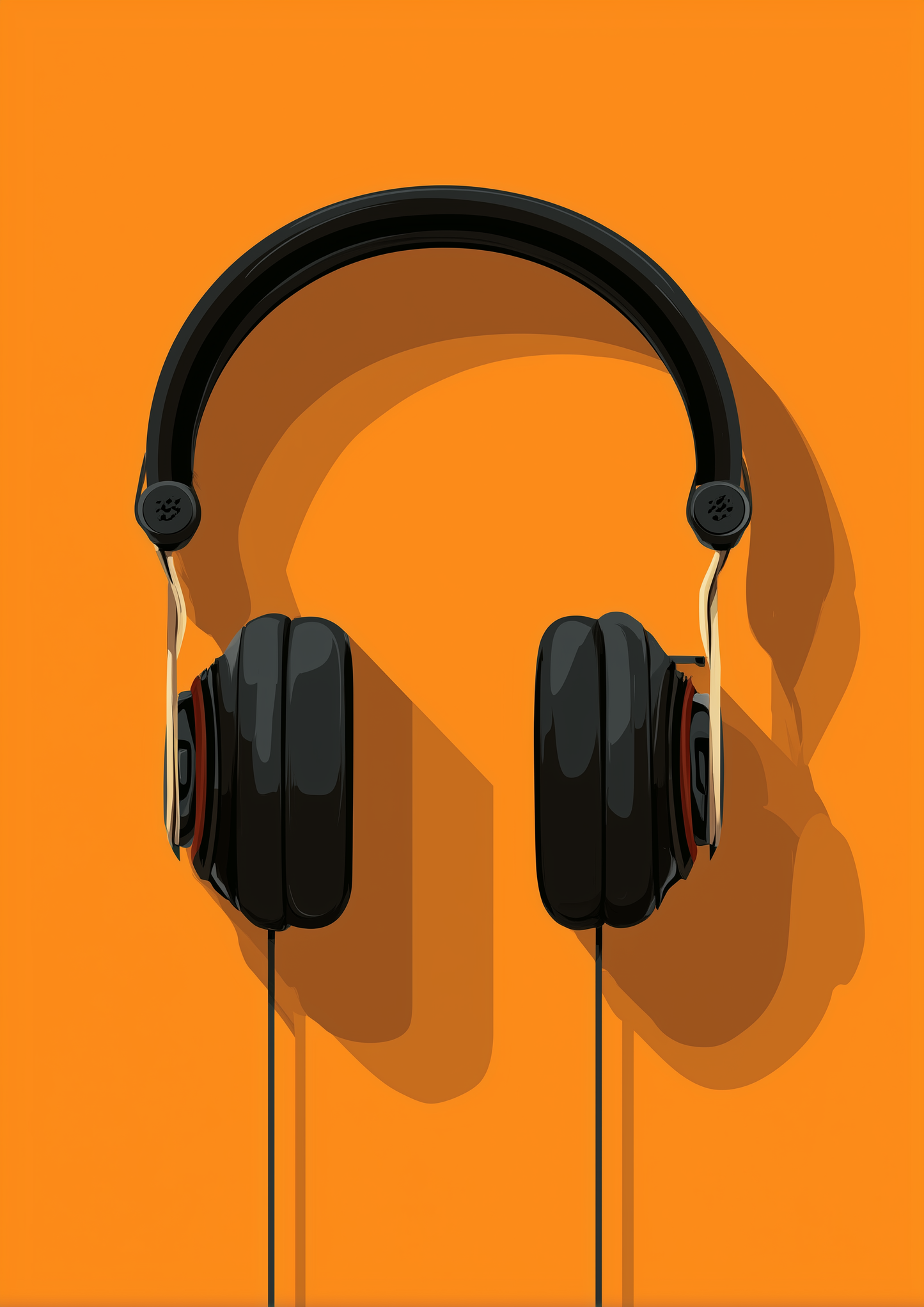 A2 minimalist print of professional audio headphones in sketch style. Artwork example.

