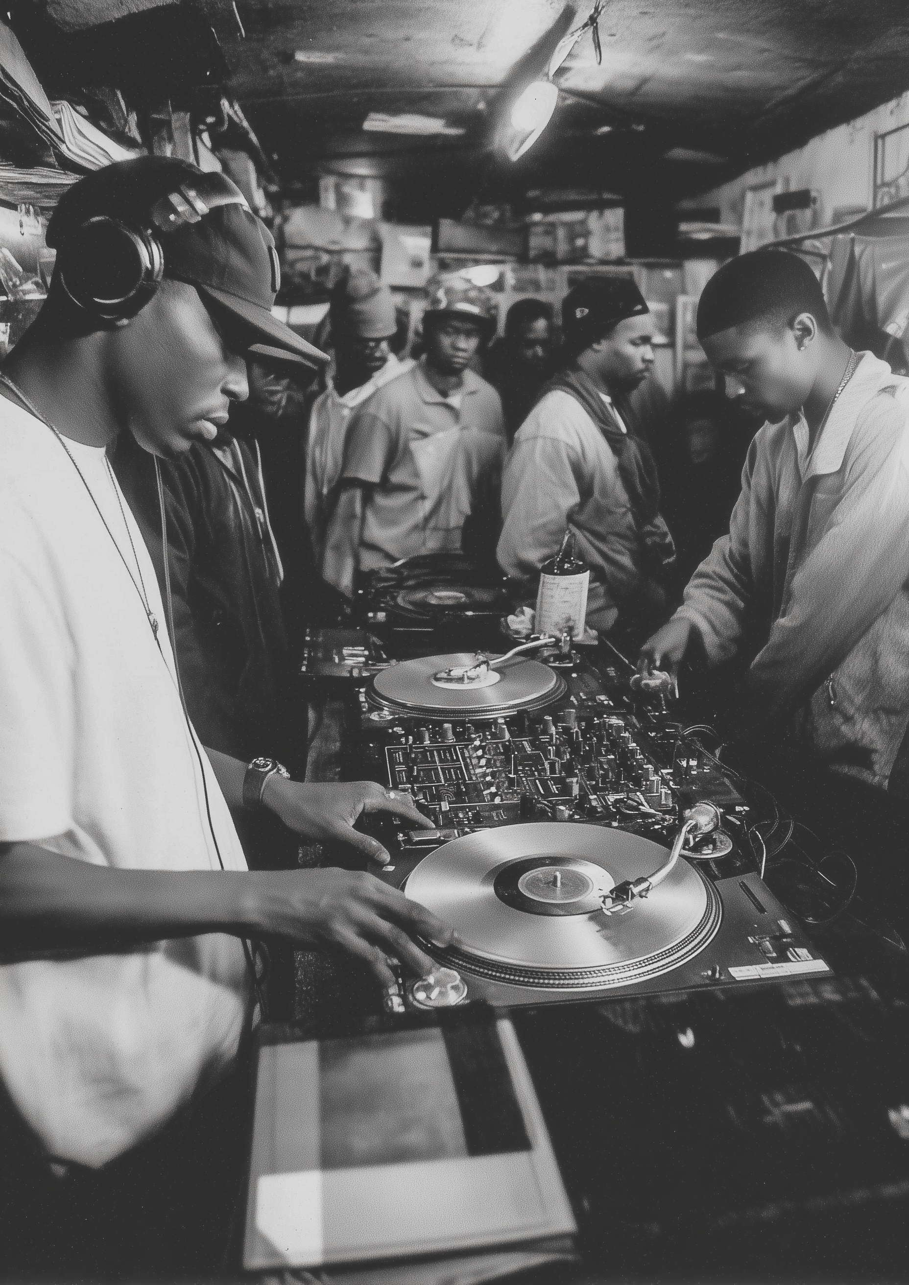 A2 wall art print depicting an underground 90s music party scene. Artwork example.
