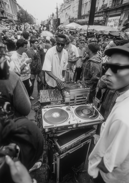 A2 wall art print of an underground music festival scene. Artwork example.
