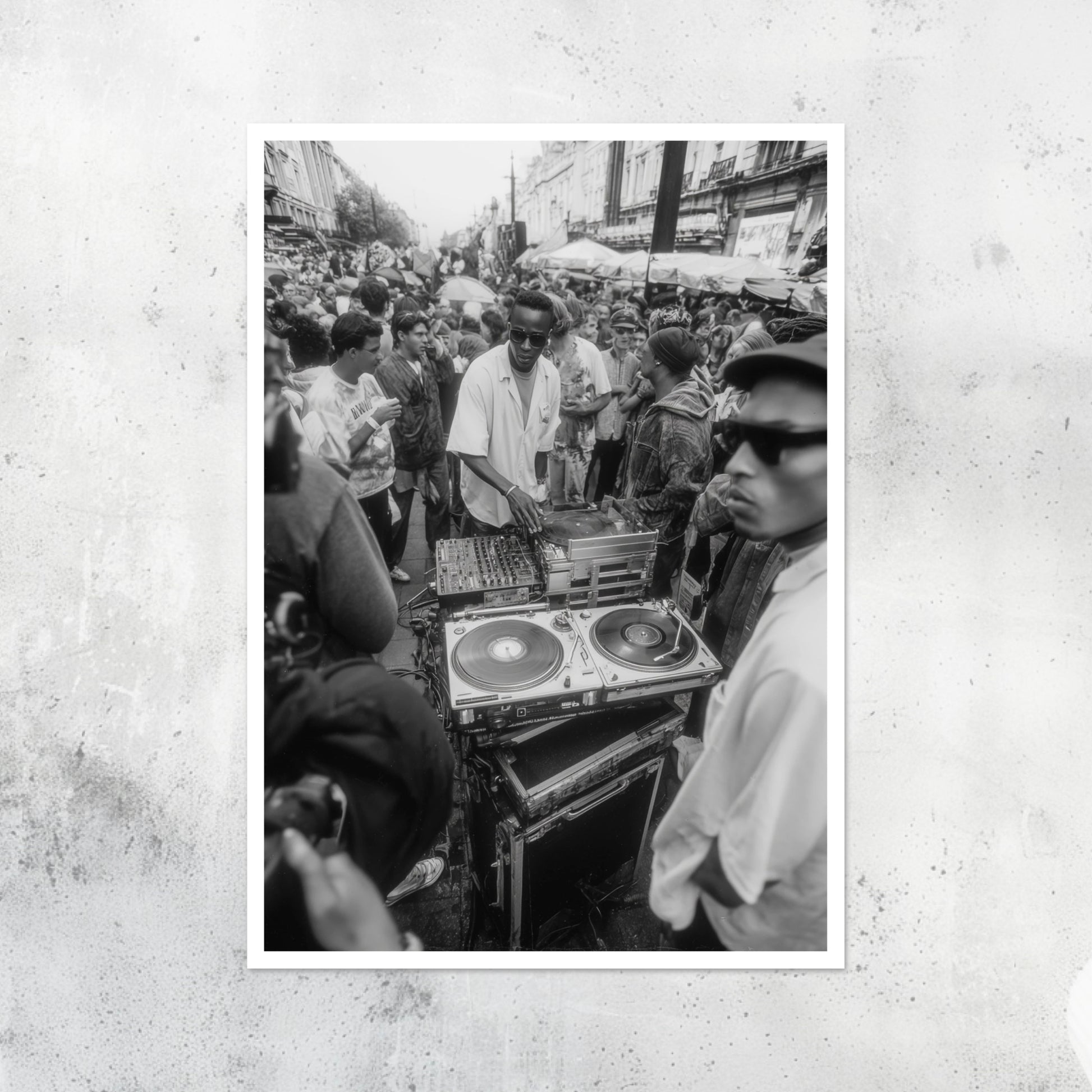 Unframed A2 wall art print of an underground music festival scene.
