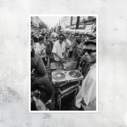 Unframed A2 wall art print of an underground music festival scene.
