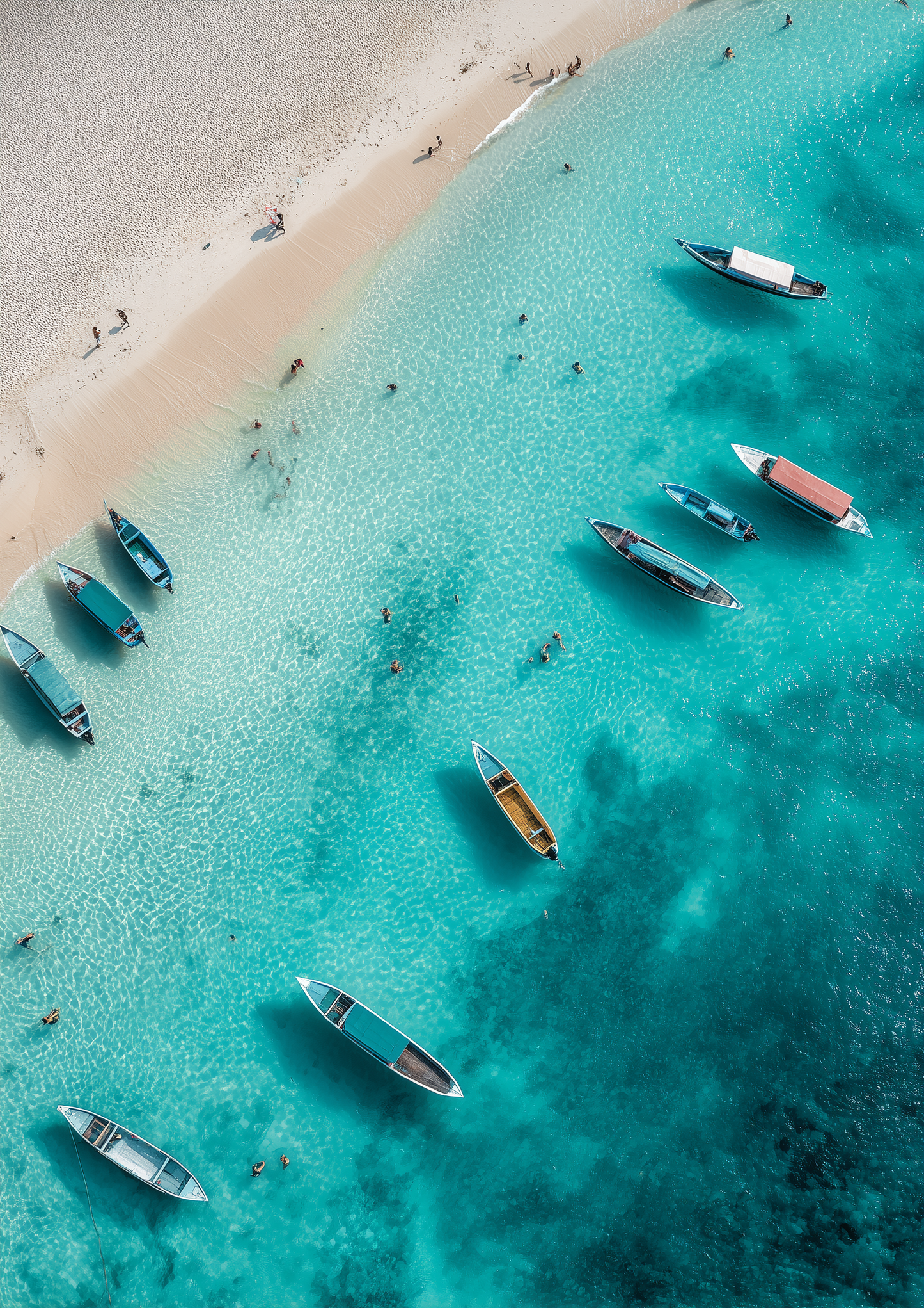 A2 tropical seascape print of Bali beach with soft waves and blue skies. Artwork example.
