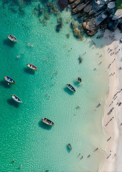 A2 seascape artwork of the Cornwall coastline with muted tones and waves. Artwork example.
