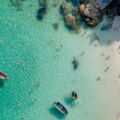 Close-up detail of A2 seascape artwork of the Cornwall coastline with muted tones and waves.

