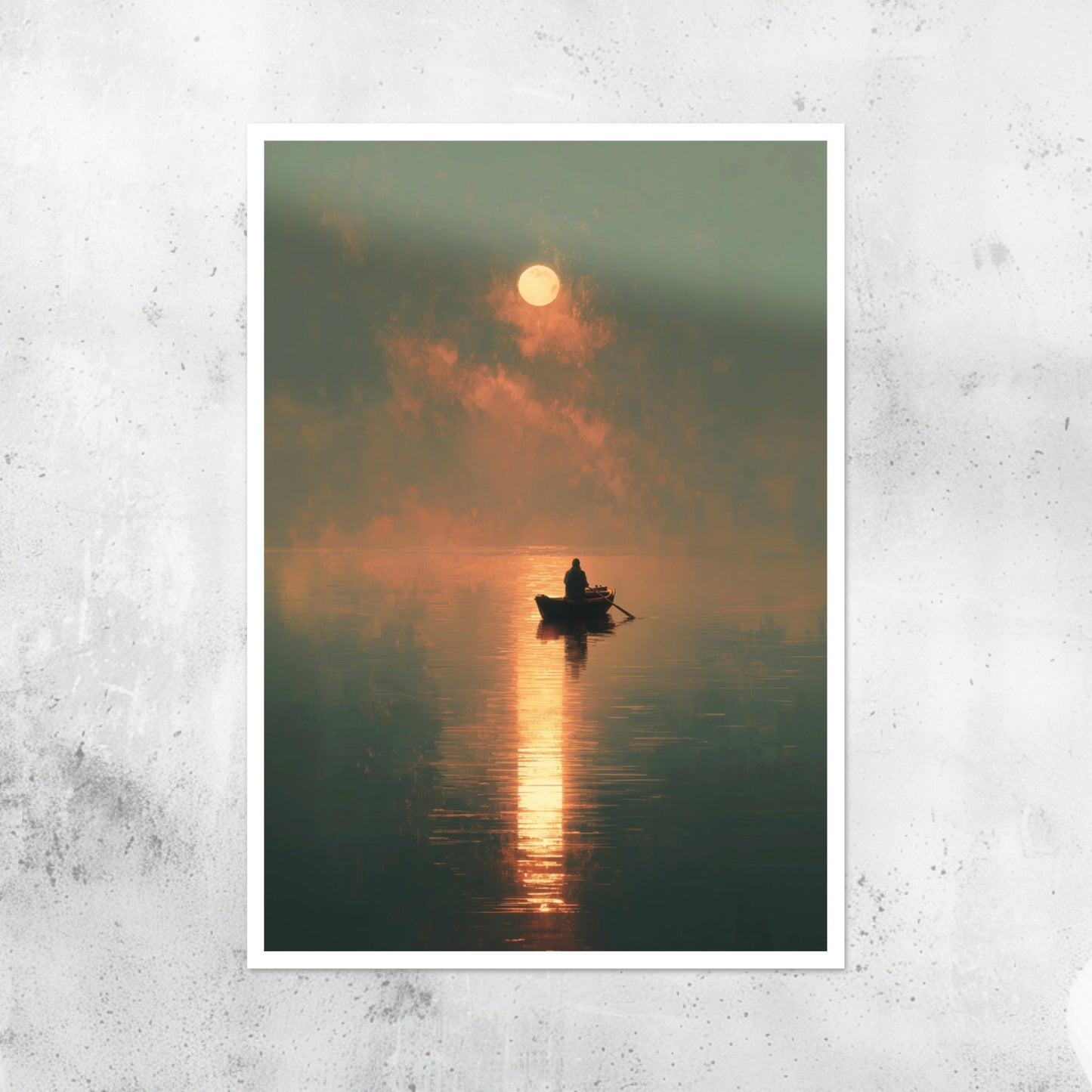 Unframed A2 ocean seascape artwork showing bright midday sunlight over the water.
