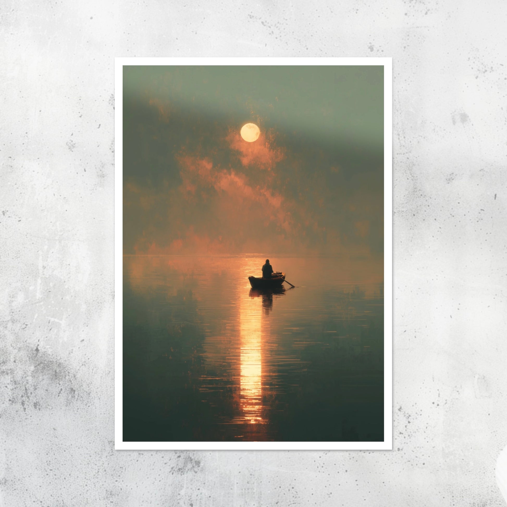 Unframed A2 ocean seascape artwork showing bright midday sunlight over the water.
