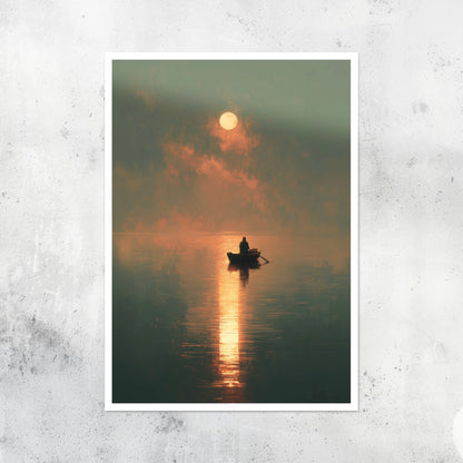 Unframed A2 ocean seascape artwork showing bright midday sunlight over the water.
