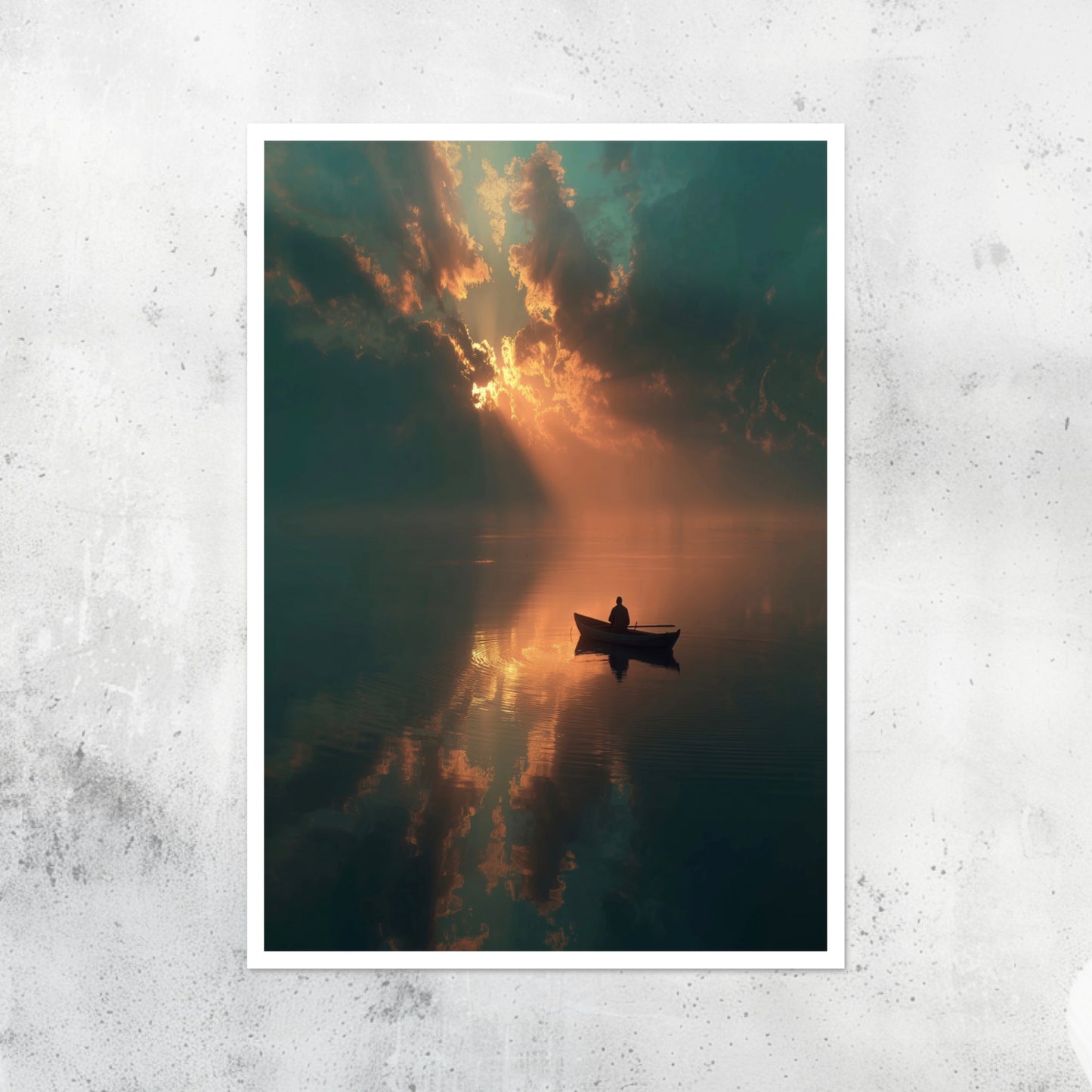 Unframed A2 seascape print showing morning sunlight reflecting on the ocean.
