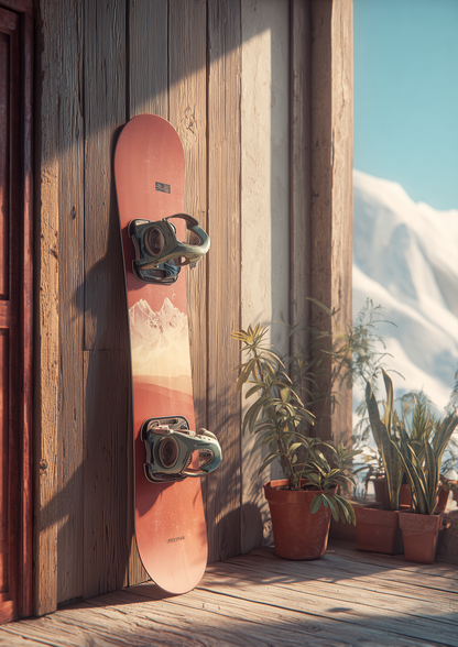 A2 snowboarding-themed wall print with cool tones vibrant colours. Artwork example.
