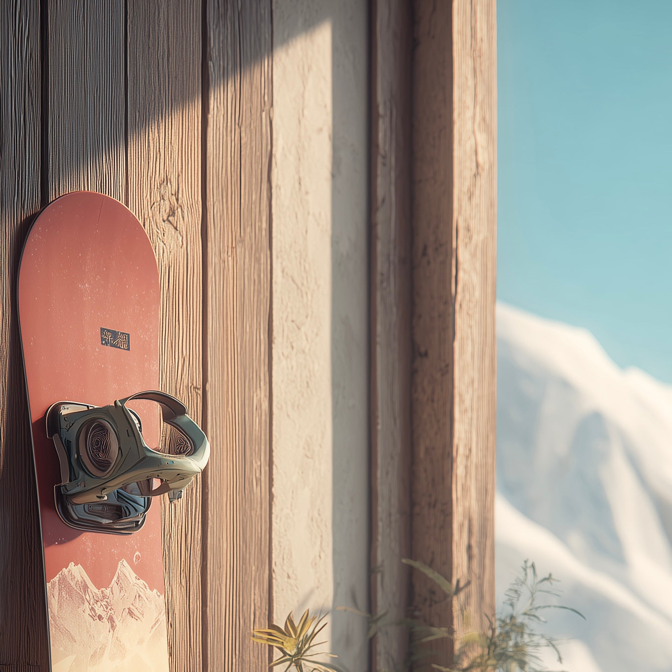 Close-up detail of A2 snowboarding-themed wall print with cool tones vibrant colours.
