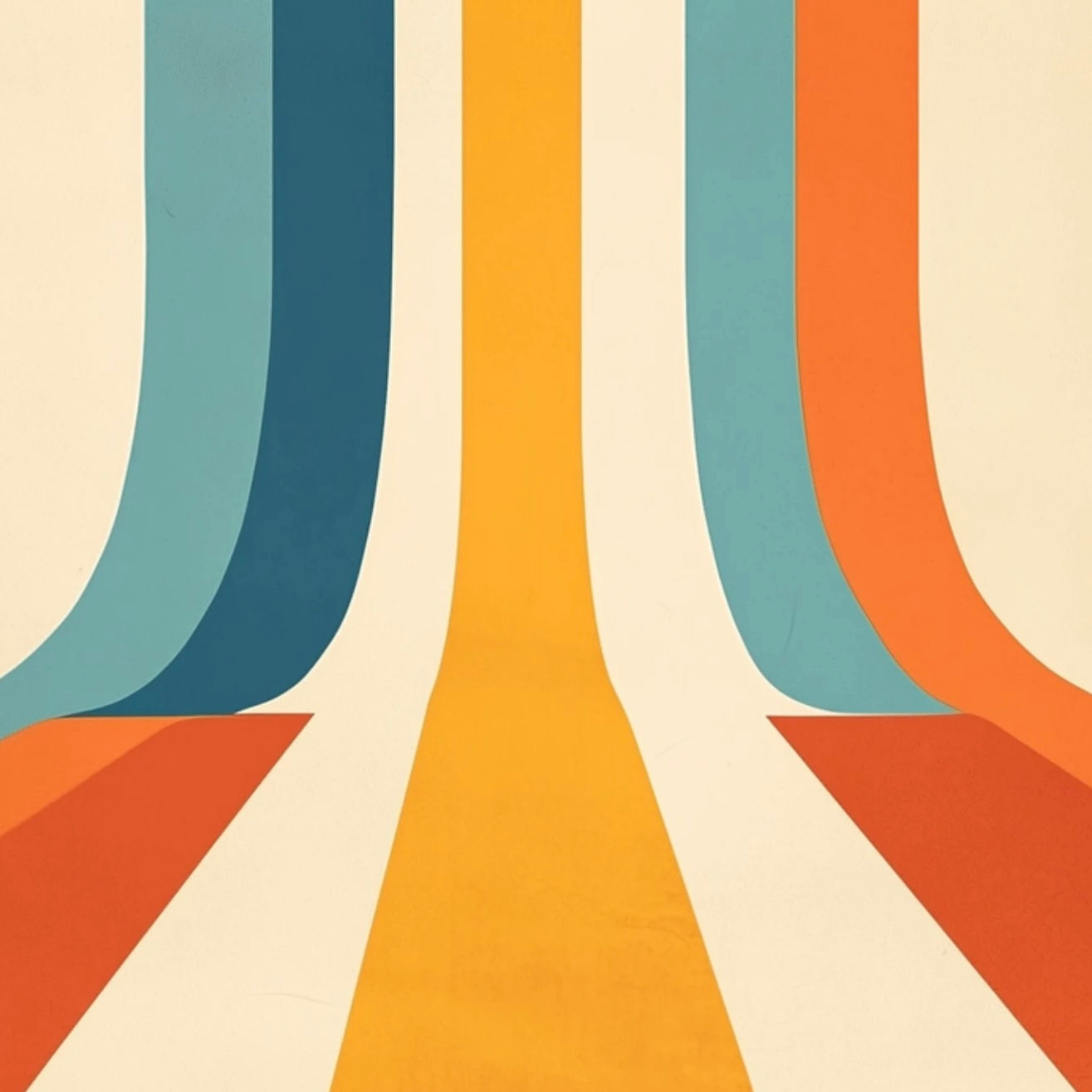 Close-up detail of A2 abstract artwork with vertical curved stripes in modern, contrasting colors, designed to bring movement and depth to a wall. 